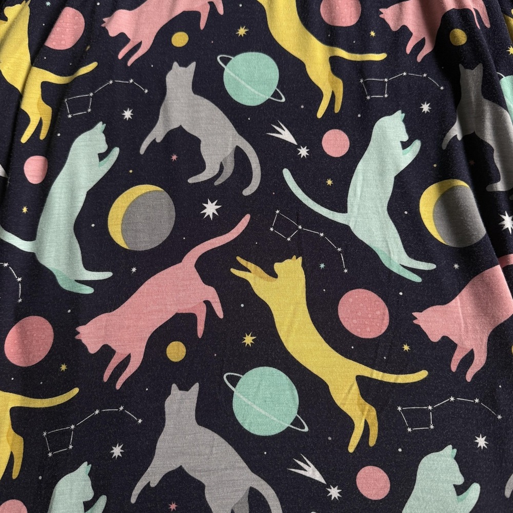 ModCloth Skirt Womens Small Multicolor Cat Space A Line Midi Stretch Pull On - Picture 3 of 9